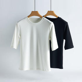 weyo 夏季新款女棉莫纯色5分袖圆领T恤1837