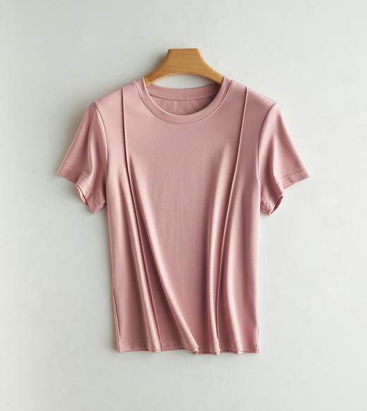 weyo夏季新款女棉莫前捏折圆领短袖T恤18310 商品图2