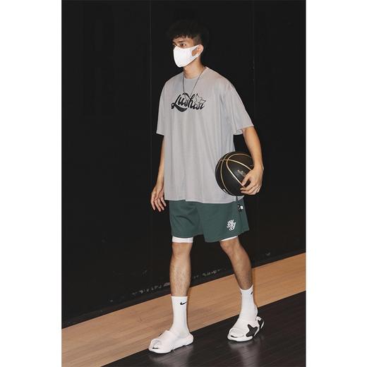 LUSHISI夏季不过膝美式短裤男篮球运动速干三四分裤跑步健身刺绣 商品图3