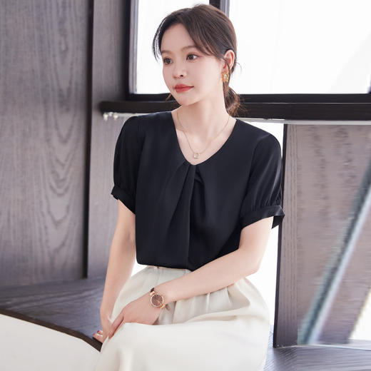 显瘦气质白色洋气百搭衬衣女时尚夏季小众设计感简约衬衫 商品图2