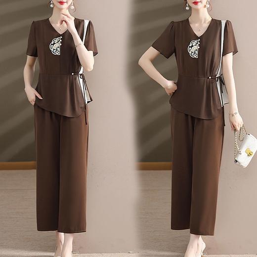 TZW-夏季中国风妈妈装休闲套装短袖气质中老年女装夏装新款两件套洋气 商品图1