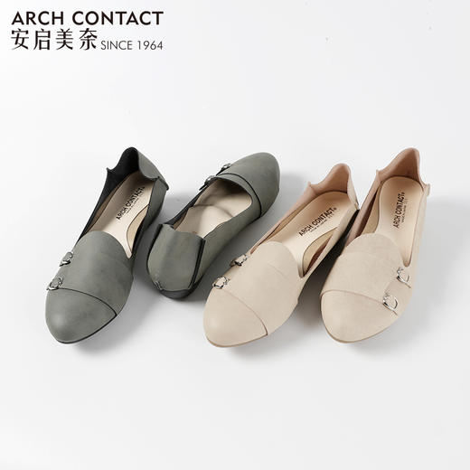 安启美奈双排扣平底单鞋，穿着方便，通勤平时都能穿 商品图9