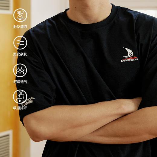 LUSHISI [帆船]“遇水显印花”户外美式篮球运动短袖吸湿排汗速干 商品图3