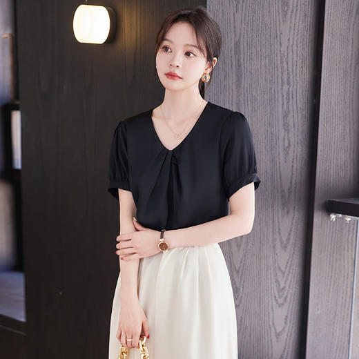 显瘦气质白色洋气百搭衬衣女时尚夏季小众设计感简约衬衫 商品图4