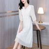 AHM-6525时尚优雅V领收腰连衣裙夏季新款高级感气质白色法式雪纺长裙 商品缩略图3