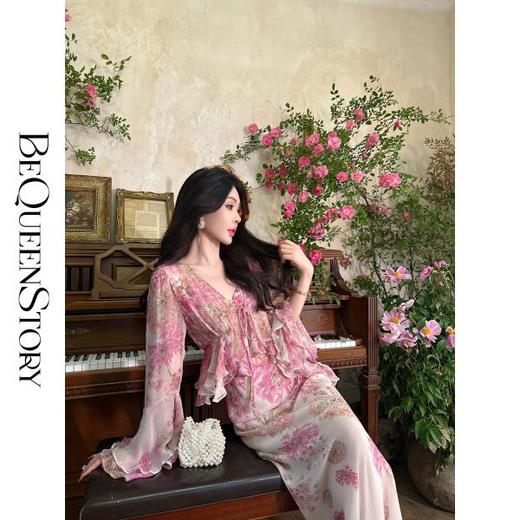 【繁花岁月】层次感100桑蚕丝真丝荷叶边吊带裙&开衫夏 商品图2