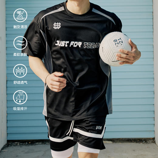 LUSHISI[只为今天]拼接美式运动篮球投篮服速干短袖跑步训练服男 商品图2
