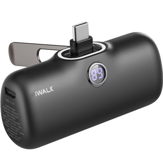 【国家3C认证】爱沃可（iWALK） LPS001L/C支架款便携胶囊充电宝快充5000mAh口红大小轻薄小巧口袋支架移动电源type-c口适用于苹果15/安卓全系 商品图2