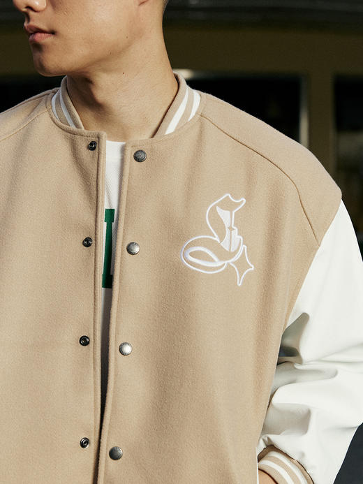 LUSHISI[荒原]美拉德穿搭毛呢拼接棒球服潮牌春秋美式运动外套男 商品图1