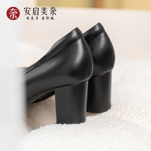 安启美奈粗方跟高跟鞋，鞋底透气软弹，久穿不塌 商品图10