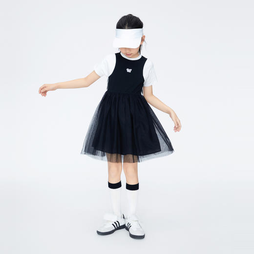 女童假两件拼纱连衣裙新款安奈儿童装实体店同款AG423802 商品图5