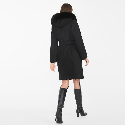 MAXMARA 女士羊毛连帽束腰风衣 黑色 MANGO 60161129 013 商品图2