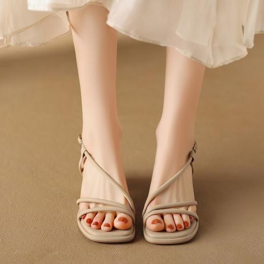 ZHR则则法式复古粗跟凉鞋2024新款时尚百搭洋气沙滩凉鞋简约女鞋 商品图7