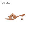 D:FUSE迪芙斯2024夏季新款精致编织艺术猫跟复古凉拖鞋DF42110172 商品缩略图3