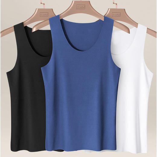 【39.9抢3件❗️无痕冰丝男士背心】夏季无感，超凉爽❗️内穿圆领运动无袖白色汗衫男式薄款大码上衣父亲节礼物新年礼盒年货礼盒 商品图1