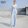 IWY/夏季透气浅蓝色西服短袖职业女修身高端商务通勤西装阔腿裤装232014C1+P6 商品缩略图0