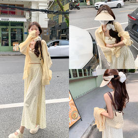 <曾小咸推荐>【韩女氛围】背心+衬衫+波点半身裙