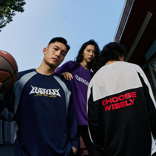 LUSHISI拼色插肩长袖炽热如火主题微弹速干运动长袖t恤投篮训练服 商品图2