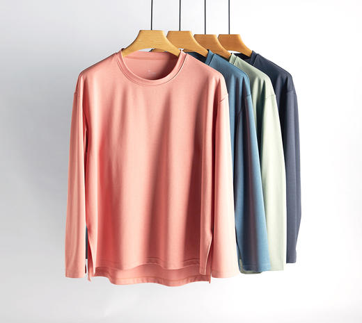 weyo 夏款女索罗纳长袖家居服罩杯T恤纯色圆领上衣12301 商品图0