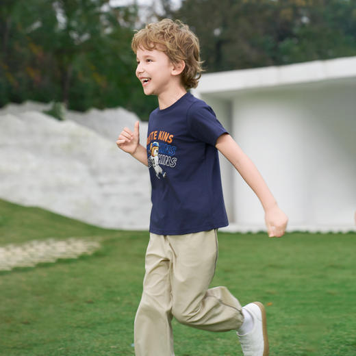 【凉感】mettekids男童短袖t恤2024夏季新款儿童透气字母印花上衣 商品图3