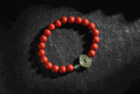 YHZS0004°朱砂+如意和田玉手串
