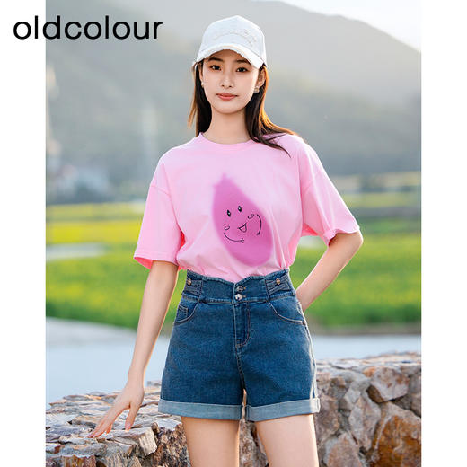 oldcolour欧珂夏季时尚小个子牛仔短裤女高腰显瘦A字P23111103 商品图2