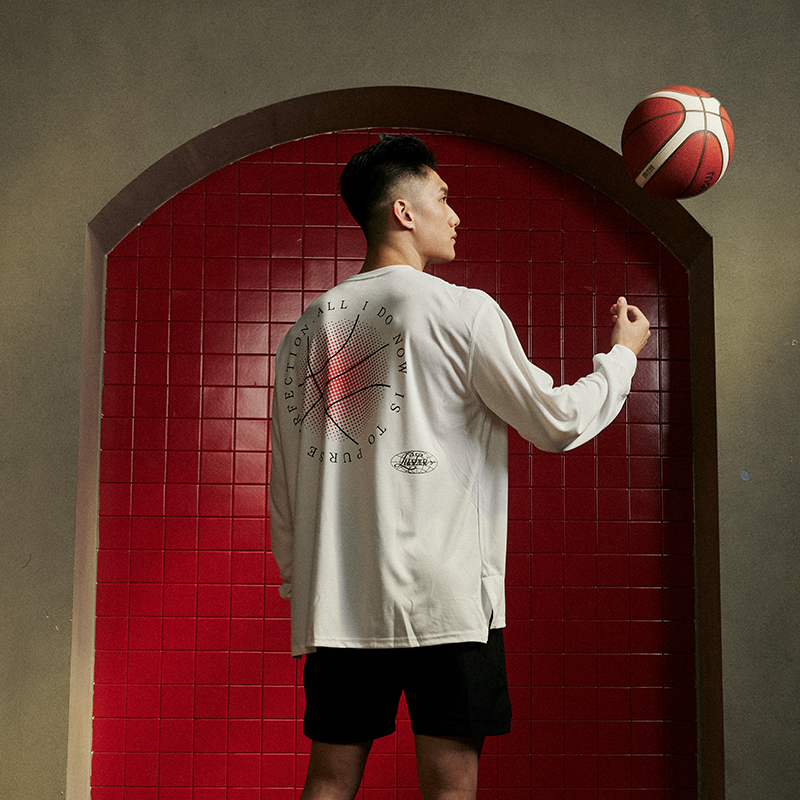LUSHISI秋季[日落篮球]网眼速干运动长袖t恤男训练投篮服美式街头