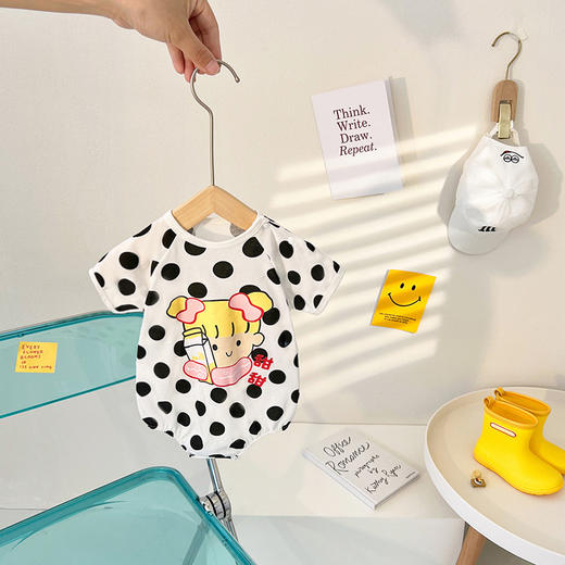 【软糯糯亲肤感，上身巨舒适！】ins婴儿包屁衣 夏季薄款男女宝宝 短袖连体衣 三角哈衣爬服-QQ 商品图4