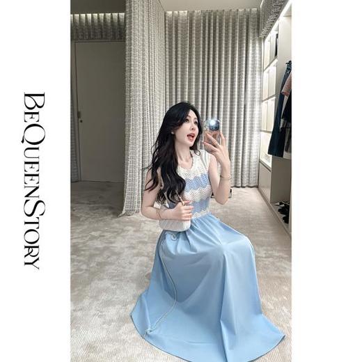 BeQueenStory【黑白情调】设计感拼接大A版背心裙&圆领短袖毛衫 商品图3