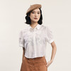 谜底短款衬衫短袖女2024夏季新品文艺风蝴蝶结绣花衬衣242MC0571 商品缩略图0