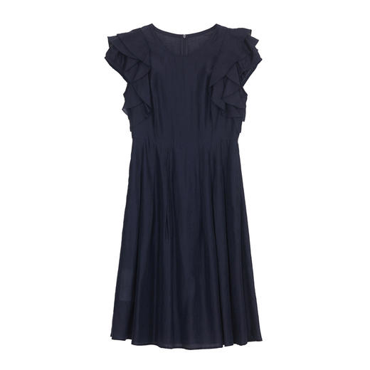 谜底连衣裙短袖女2024年夏季新品优雅气质荷叶袖中长裙242ML0566 商品图4