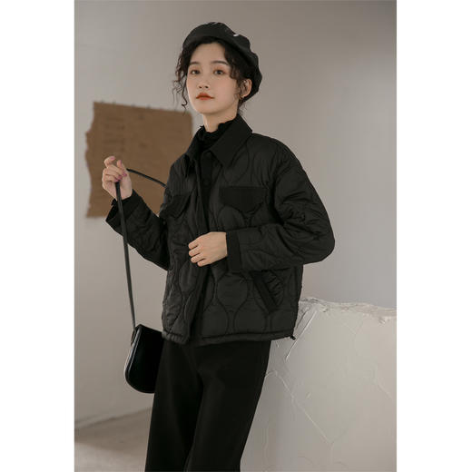 鹿向南黑色棉衣女韩版宽松2024新款冬季加厚百搭冬装棉服 商品图1