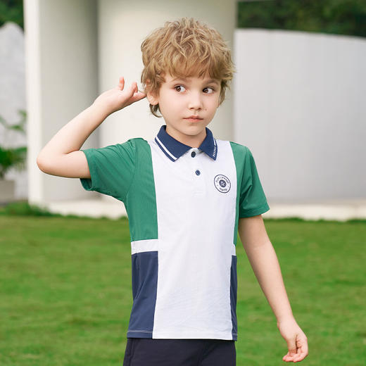 mettekids男童短袖t恤2024夏新款撞色拼接童装上衣儿童休闲polo衫 商品图6