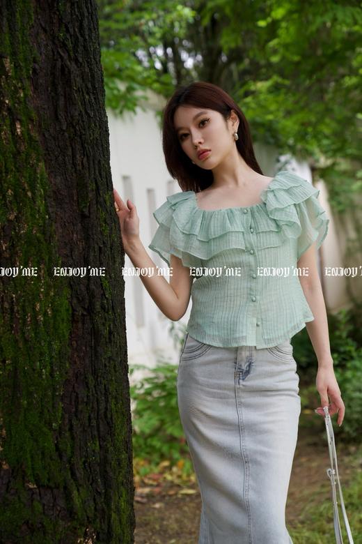 【门店同款】ENJOY夏季浪漫-荷叶边纯色上衣 157501479 商品图6