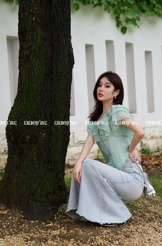 【门店同款】ENJOY夏季浪漫-荷叶边纯色上衣 157501479 商品图5