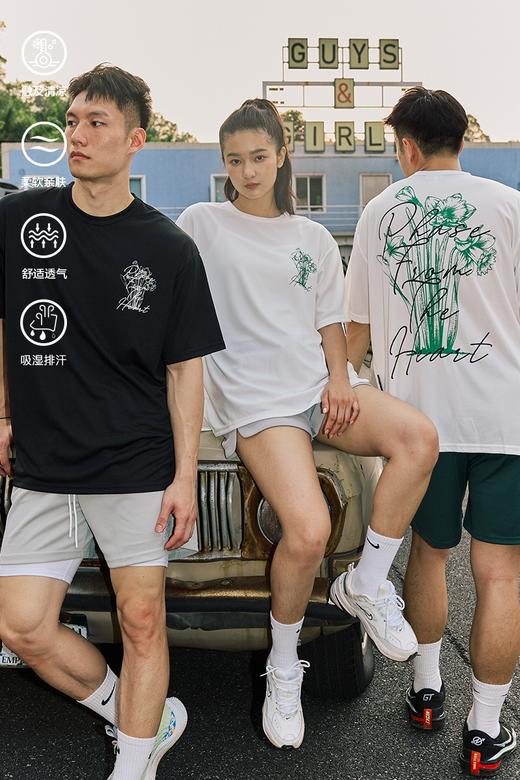 LUSHISI[花束]印花速干短袖美式篮球训练服t恤跑步冰丝圆领投篮服 商品图5