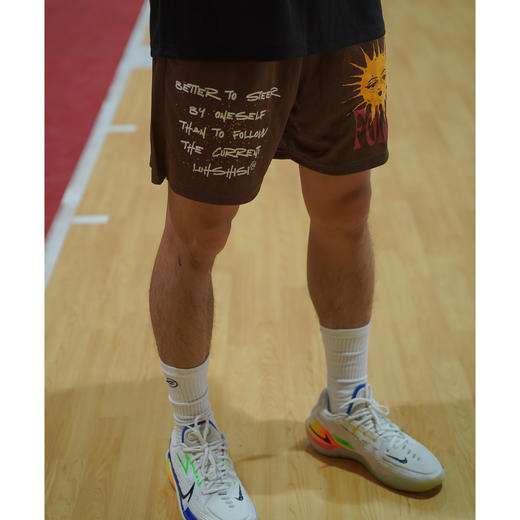 LUSHISI[破晓]篮球美式短裤男夏季运动训练网眼速干四分复古球裤 商品图0