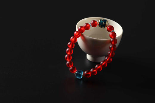 YHLL0003°红琉璃+沙金嫦娥奔月桶珠手串 商品图0