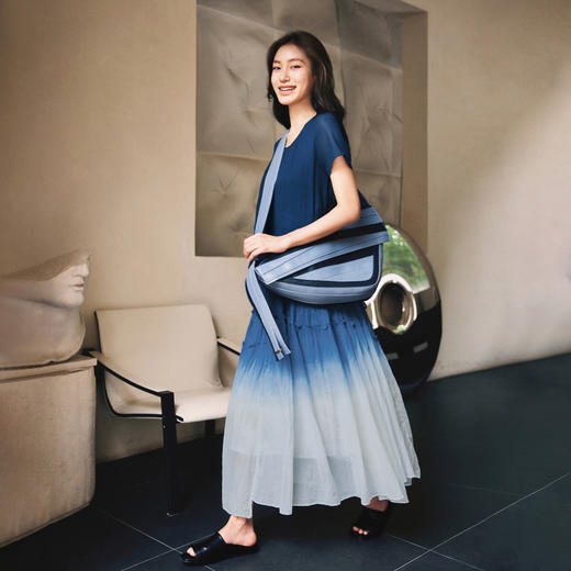 【林栖设计小店】（少量现货）植物染系列渐变复古收腰显瘦短袖婴儿棉连衣裙女长裙子 1922330-1962003B 商品图9