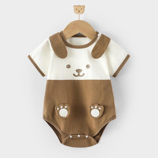 【可爱萌翻天~让宝宝快乐过夏天！】2024春夏上新 A类夏季薄款 纯棉新生儿 三角哈衣男女宝宝 连体爬服 卡通短袖包屁衣-QQ 商品图3