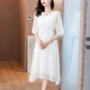 AHM-6525时尚优雅V领收腰连衣裙夏季新款高级感气质白色法式雪纺长裙 商品缩略图2