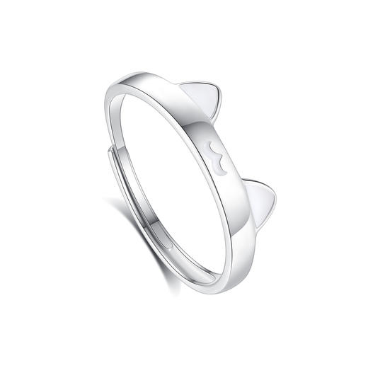 KADER 卡蒂罗 喵与鱼夜光情侣戒指 925银萌趣猫咪俏皮可爱发光开口可调节一对 约会恋爱穿搭配饰 女友礼盒520 商品图3