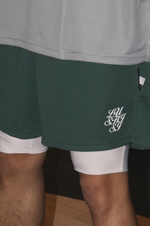 LUSHISI夏季不过膝美式短裤男篮球运动速干三四分裤跑步健身刺绣 商品图5