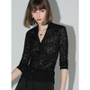 COCOBELLA优雅微透视镂空蕾丝衬衫女深V领长袖针织衫NLC55B 商品缩略图0