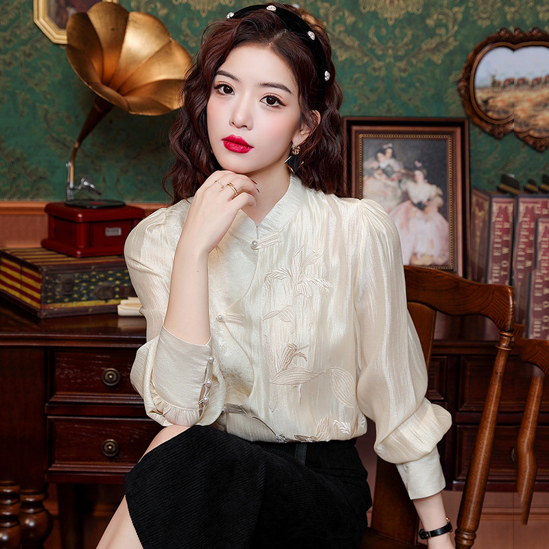 新中式衬衣通勤简约单排扣长袖打底衫 YH177750