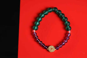 YLLL0001°绿琉璃+沙金化太岁隔珠手串