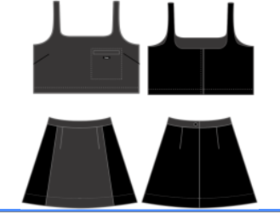 oneup拼接短款套装（背心/短裙）