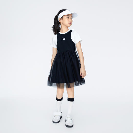 女童假两件拼纱连衣裙新款安奈儿童装实体店同款AG423802 商品图3