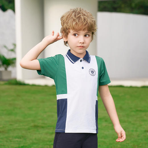 mettekids男童短袖t恤2024夏新款撞色拼接童装上衣儿童休闲polo衫 商品图4