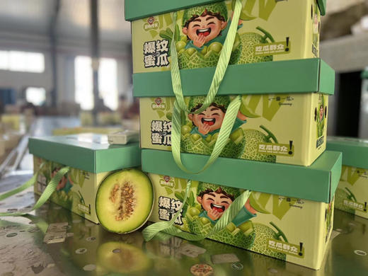网纹蜜瓜他来自进口种源！生长在北纬37。四级分明的沿海城市！山东海阳！地标性特产！
糖度1+！口感糯甜爆汁！犹如吃蜜！也可以称他为甜瓜界的劳斯莱斯！4.5斤左右/箱 商品图4